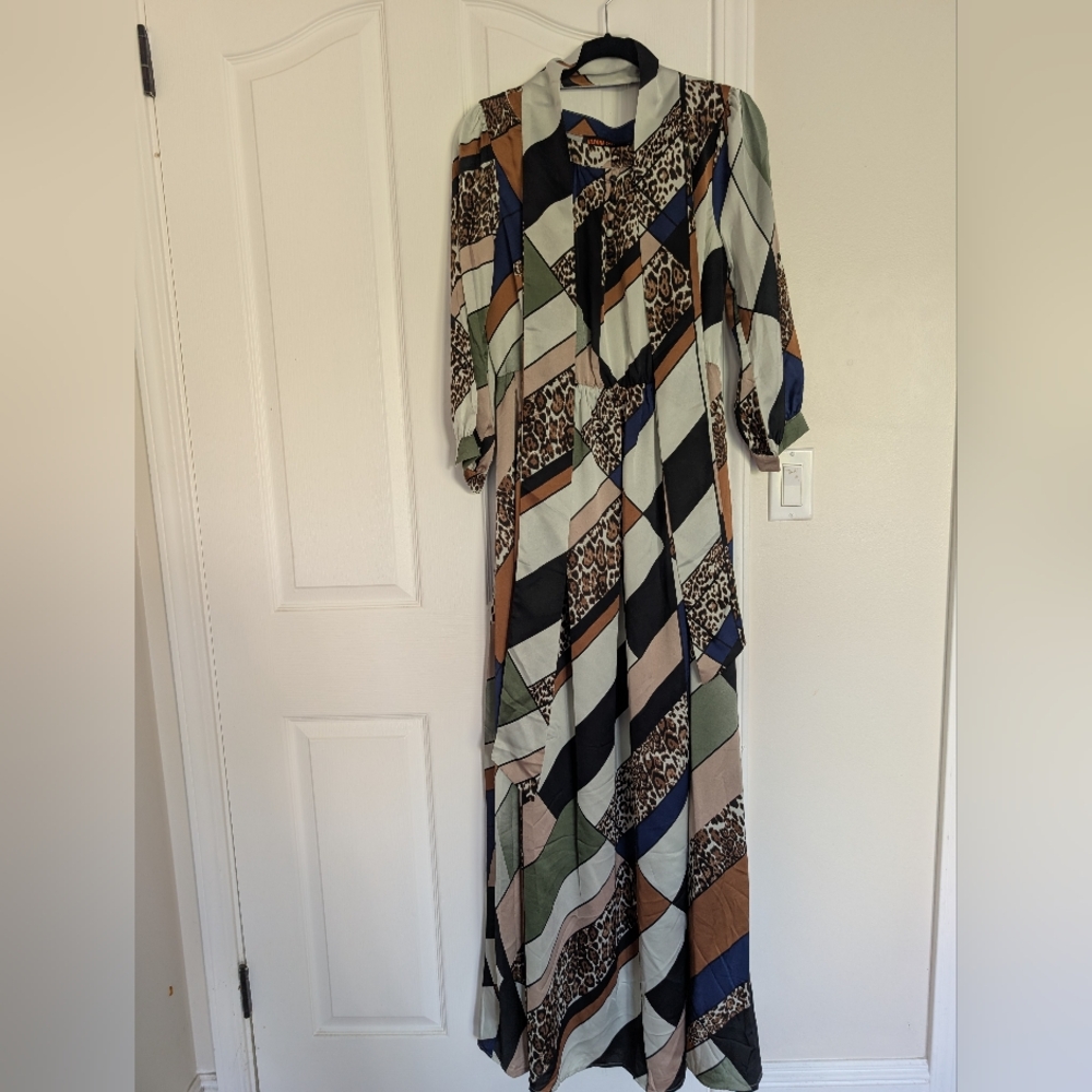 Multicolor Geometric Maxi Dress